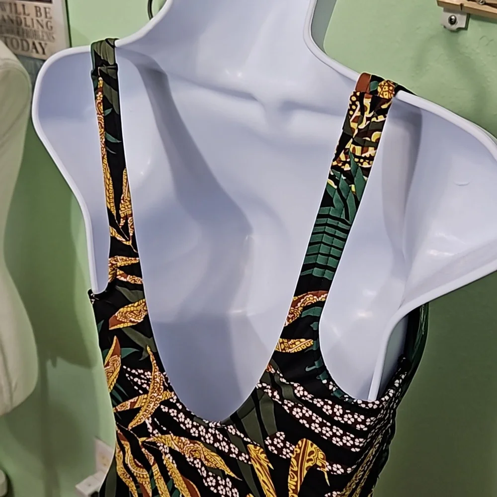 SWIM SUIT palm leaves one piece
